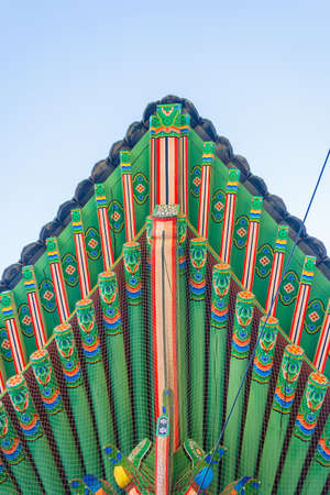 Beautiful Architecture in Bongeunsa temple, Seoul city at Koreaの写真素材