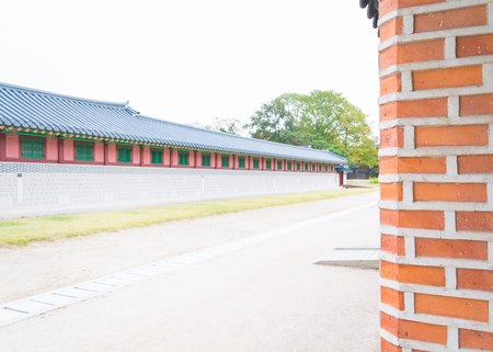 Beautiful and Old Architecture in Gyeongbokgung Palace in Seoul City at Koreaのeditorial素材