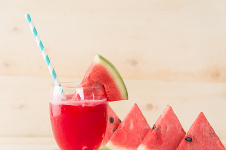 watermelon smoothie on wood backgroundの写真素材