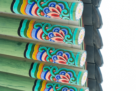 Beautiful and Old Architecture in Gyeongbokgung Palace in Seoul City at Koreaのeditorial素材