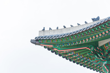 Beautiful and Old Architecture in Gyeongbokgung Palace in Seoul City at Koreaのeditorial素材