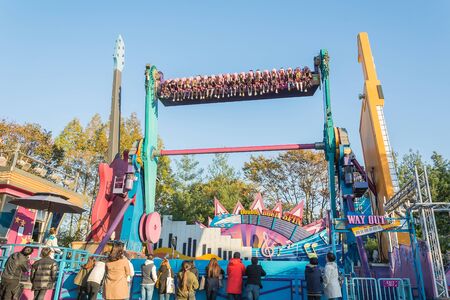 SOUTH KOREA - October 31: The Architecture and unidentified tourists are walking in Everland Resort, Yongin City, South Korea, on October 31, 2015のeditorial素材
