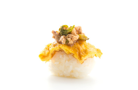 omelet with spicy pork sushi - fusion foodのeditorial素材
