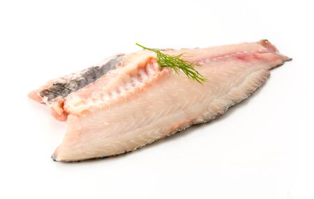 tilapia raw on white background