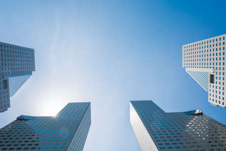 Skyscraper building at singapore - bright light processing style pictures