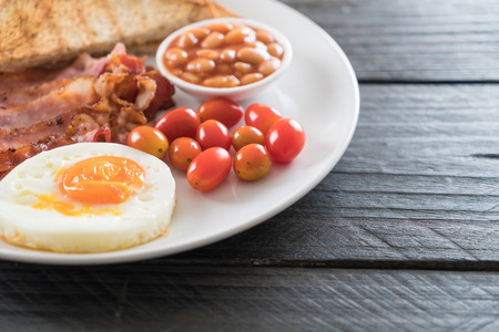 breakfast on wood tableの写真素材