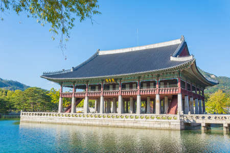 Beautiful Architecture in Gyeongbokgung Palace at Seoul city Koreaのeditorial素材