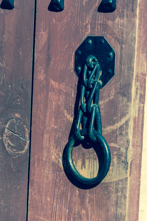 Old metal handle door - Korea style - vintage effect filterの写真素材