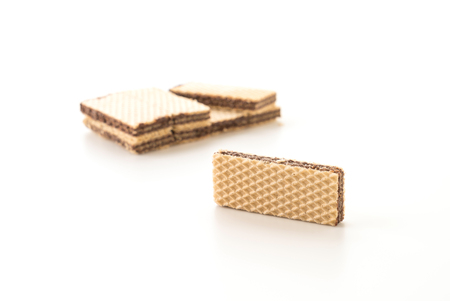 chocolate wafer on white backgroundの写真素材