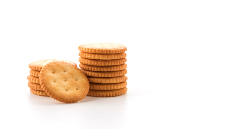 crackers or biscuits on white backgroundの写真素材
