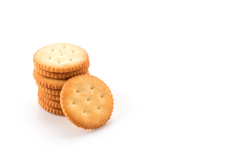 crackers or biscuits on white backgroundの写真素材
