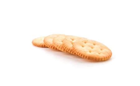 crackers or biscuits on white backgroundの写真素材
