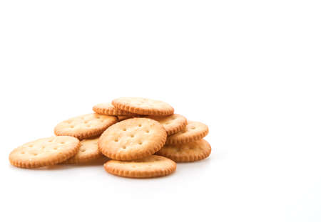 crackers or biscuits on white background