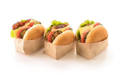 Fast food and junk food concept on white backgroundの写真素材