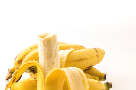 fresh bananas on white backgroundの写真素材