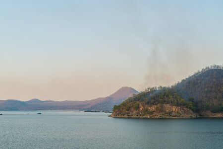 Island on lake in Thailandの写真素材