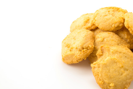 butter cookies on white backgroundの写真素材