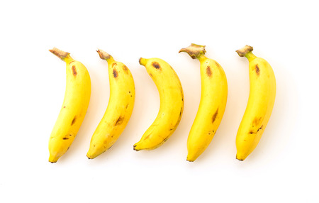 fresh bananas on white backgroundの写真素材