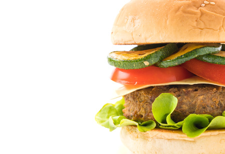 burger on white background - American foodの写真素材