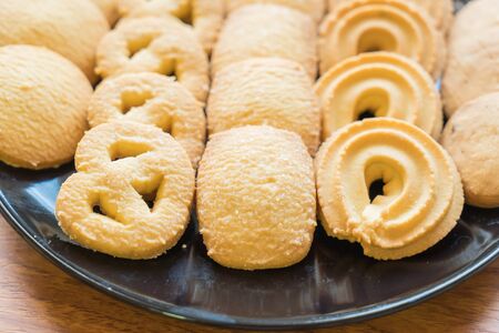 butter cookies on plateの写真素材