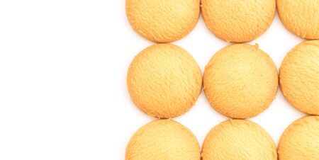 butter cookies on white backgroundの写真素材