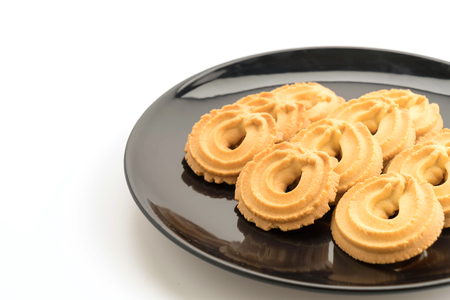 butter cookies on white backgroundの写真素材