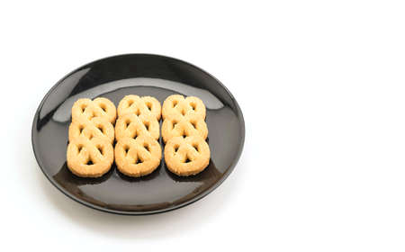 butter cookies on white backgroundの写真素材