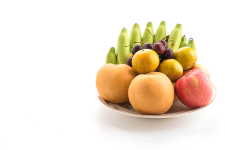mix fruits on white backgroundの写真素材