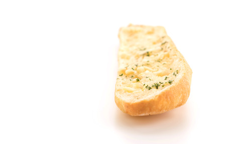garlic french bread on white backgroundの写真素材