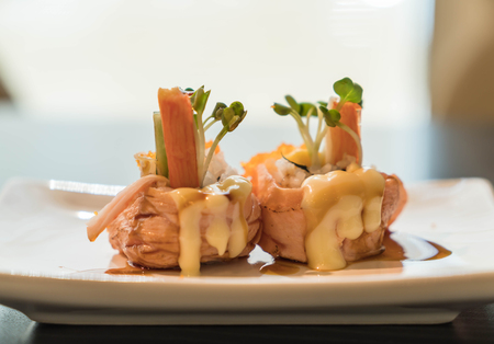 california salmon - japanese foodの写真素材