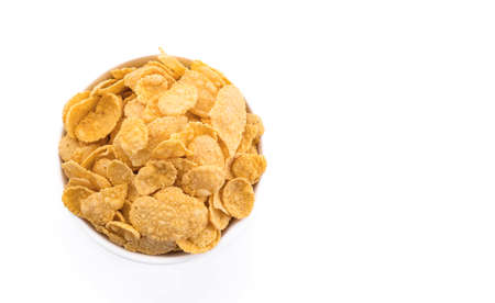 cornflakes on white backgroundの写真素材