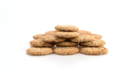 oat cookies on white backgroundの写真素材
