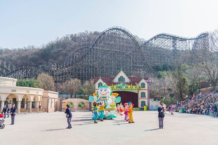 SOUTH KOREA - March 6: The Architecture and unidentified tourists are walking in Everland Resort, Yongin City, South Korea, on March 6, 2016のeditorial素材