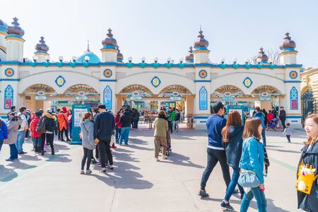 SOUTH KOREA - March 6: The Architecture and unidentified tourists are walking in Everland Resort, Yongin City, South Korea, on March 6, 2016のeditorial素材