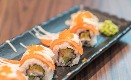salmon maki - japanese foodの写真素材