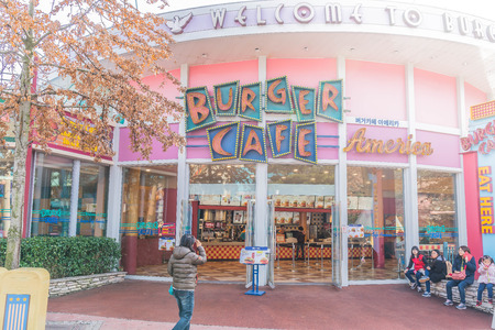 SOUTH KOREA - March 6: The Architecture and unidentified tourists are walking in Everland Resort, Yongin City, South Korea, on March 6, 2016のeditorial素材