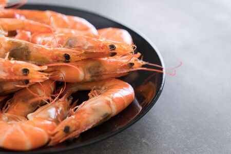 Whole Cooked Tiger Prawn with saltの写真素材