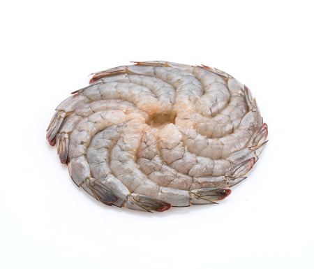 fresh shrimp/prawn on white backgroundの写真素材