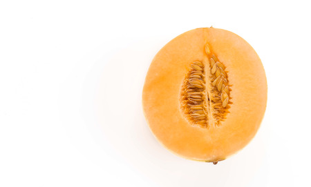 fresh cantaloupe on white backgroundの写真素材