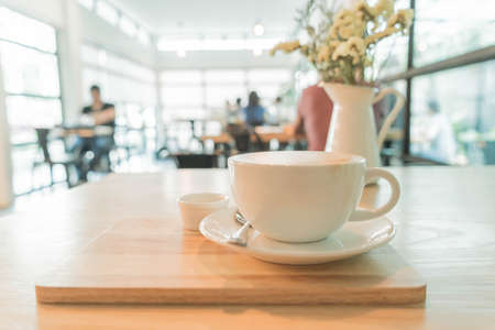 hot latte in coffee shop