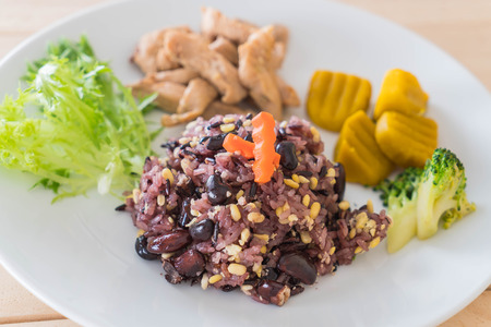 grain with rice berry and roast pork - healthy food styleの写真素材