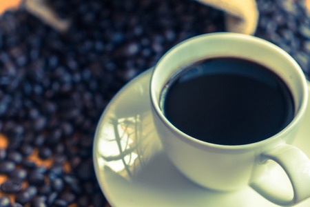 black coffee cup - soft focus with vintage effect picture styleの写真素材