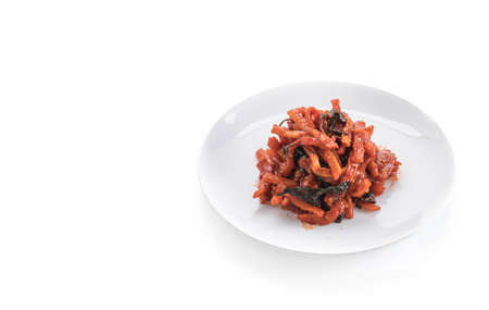 radish kimchi on white backgroundの写真素材