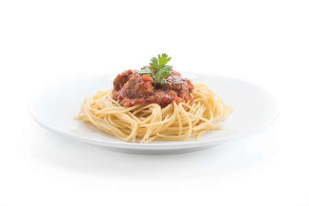spaghetti and meatballs - italian foodの写真素材