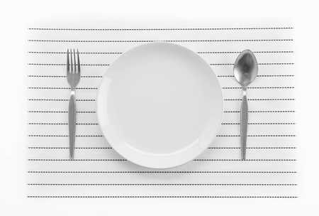 plate mat with plate fork and knifeの写真素材