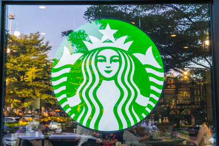 Bangkok, Thailand - May 5, 2016 : Starbucks store. Starbucks is the largest coffeehouse company in the world.のeditorial素材