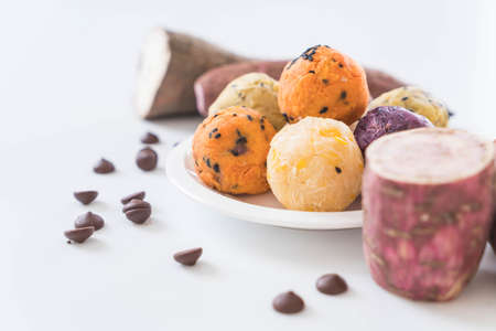 potato balls with chocolate - healthy foodの写真素材