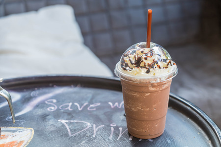 chocolate smoothie in coffee shopの写真素材