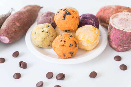 potato balls with chocolate - healthy foodの写真素材