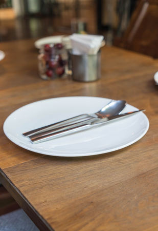table set on wooden dinning table